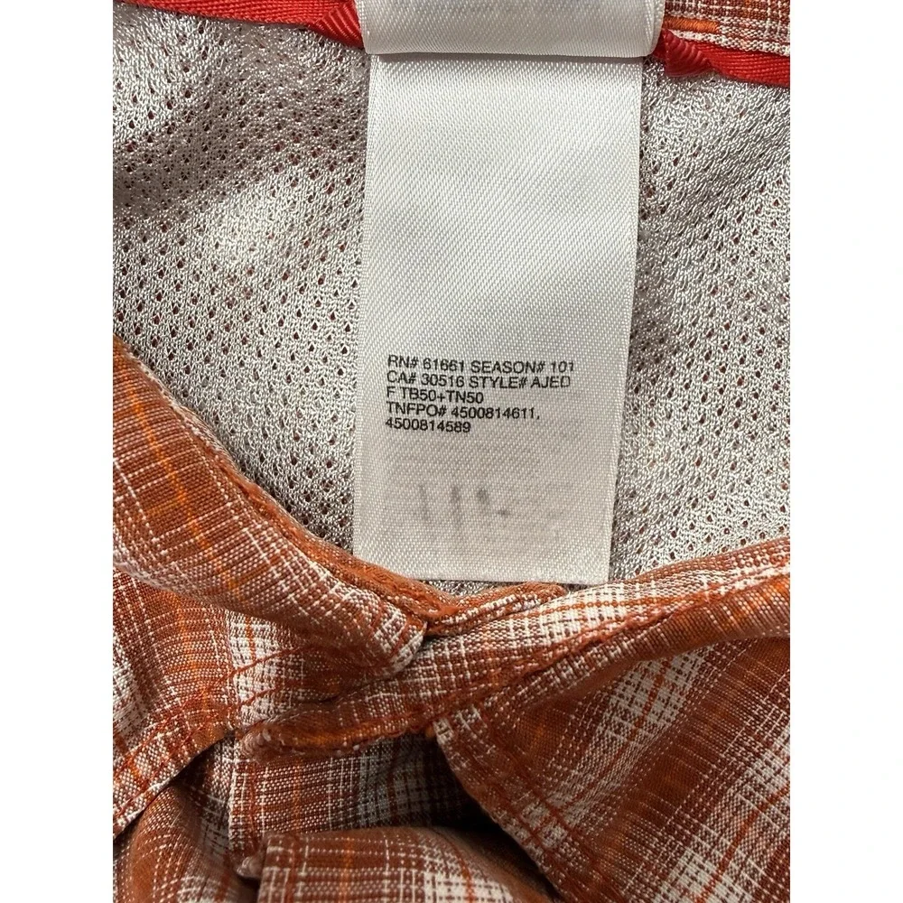 The North Face Shirt Mens Large Orange Plaid Short Sleeve Hiking Fishing Camp
